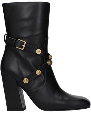 Versace Leather Ankle Boots - Black