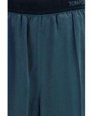 Tom Ford Stretch Silk Satin Pants - Blue