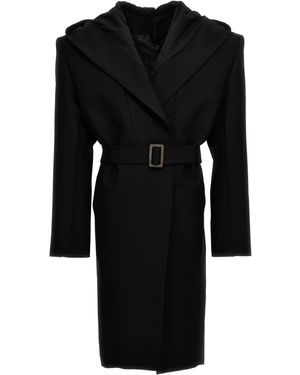 Rick Owens Hooded Lido Tatlin Coats, Trench Coats - Black