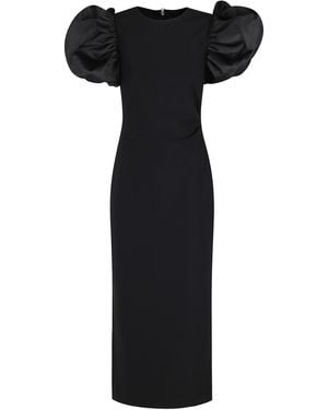 ROTATE BIRGER CHRISTENSEN Draped Midi Puff Dress - Black