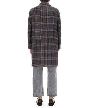 Etro Plaid Coat Virgin Wool Trench & Raincoats - Gray
