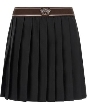 Versace Pleated Wool And Mohair Skirt - Black