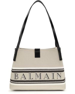 Balmain Canvas Shoulder Bag Cotton; Polyester - White