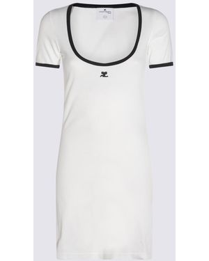Courreges Scoop Neck Dress With Embroidered Logo - White