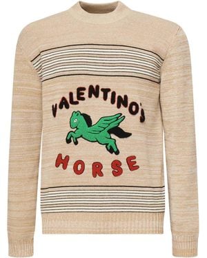 Valentino Garavani Wool And Cotton Jumper With Logo - White