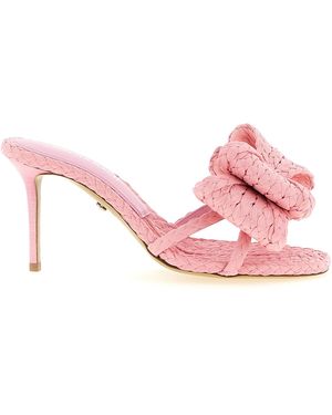 Mach & Mach Le Cadeau Mules Raffia Sandal - Pink