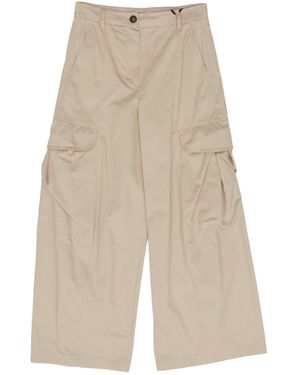 Max Mara Rosatea Button Detailed Wide Leg Trousers - Natural
