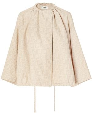 Fendi Ff Cotton And Linen Jacket - Natural