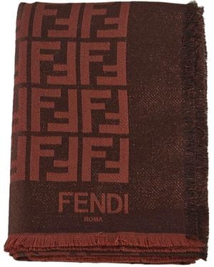 Fendi Ff Jacquard Shawl - Brown
