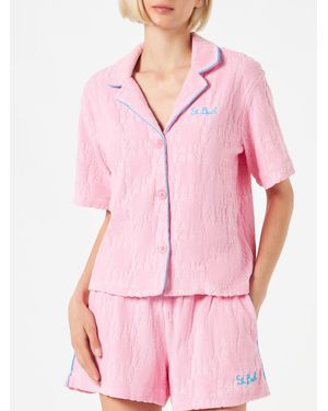 Mc2 Saint Barth Terry Embossed Shirt With Piping - Pink