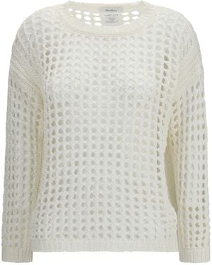 Max Mara Pure Open-Knit Jumper Linen And Cotton Yarn Linen - White