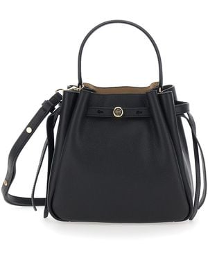 Tory Burch Bucket Bag Romy Grained Leather - Black
