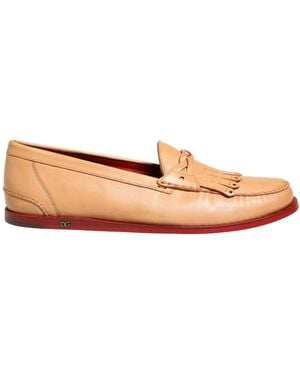 Dolce & Gabbana Tassel Leather Slip On Loafers Shoes - Pink