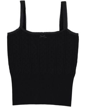 JW Anderson Top With Bow Viscose Tops - Black