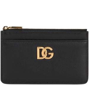 Dolce & Gabbana Card Holder Calfskin With Zip Wallets & Cardholders - Black