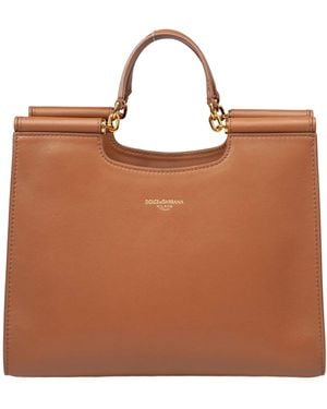 Dolce & Gabbana Small Sicily Shopping Bag - Brown