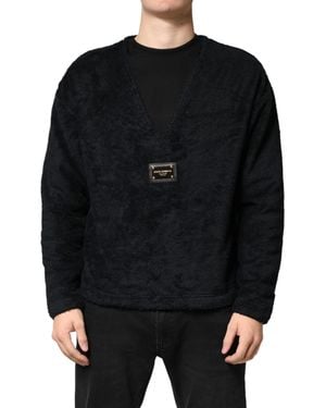 Dolce & Gabbana Cotton V-Neck Sweatshirt Jumper Clothing - Black