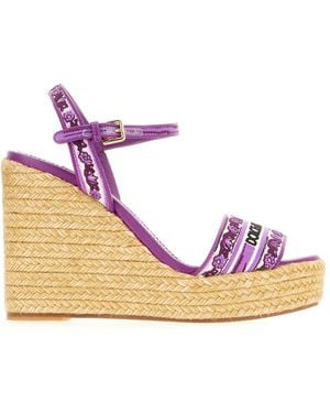 Dolce & Gabbana Embroidered Canvas Wedge - Pink