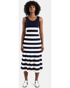 Junya Watanabe Midi Striped Knit Dress - White