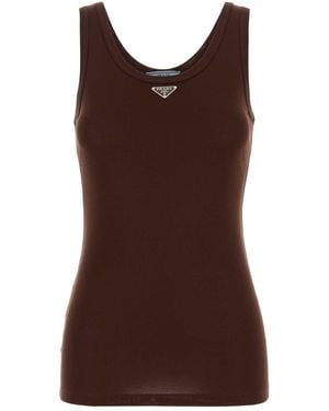 Prada Cotton Tank Top - Brown