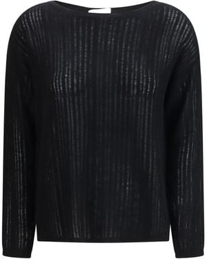 Allude Rib-Knit Crew-Neck Sweater Kashmir/Capra Hircus - Black