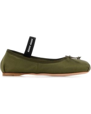 Miu Miu Satin Ballerinas - Green