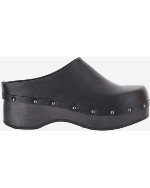 Scholl Clogs Pescura Naima Studded Leather And Rubber Flat Shoes - Grey