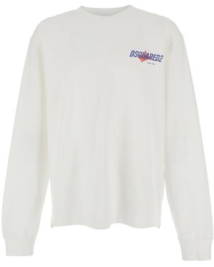 DSquared² Sweater With Logo Printed On The Chest - White