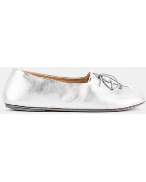 Marsèll Girella Metallic Leather Ballerinas Flatware - White