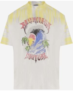 Balenciaga Cotton T-Shirt Tie-Dye T-Shirts - White