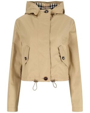 Burberry Zip Cropped Jacket - Natural