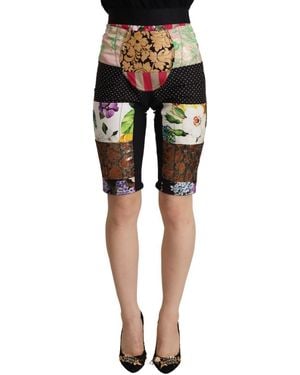 Dolce & Gabbana Elegant Floral Cropped Trousers - Black