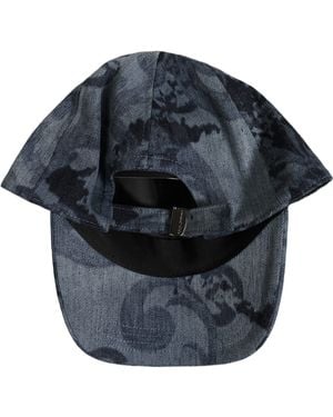 Dolce & Gabbana All Over Logo Cotton Baseball Cap Hat Elastane - Blue