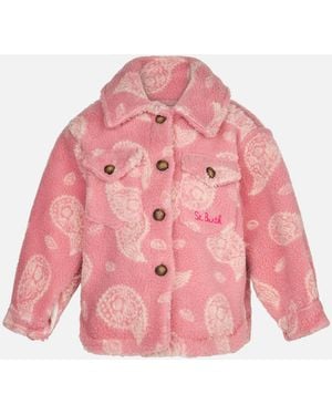 MC2 Saint Barth Girl Sherpa Overshirt With Paisley Print Jacket - Pink