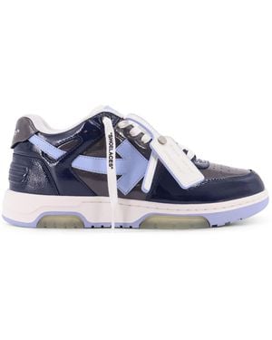 Off-White c/o Virgil Abloh Ooo Patent Lea Low-Top Patent Leather Sneakers - Blue