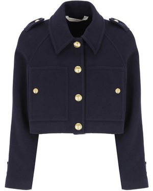 Palm Angels Single-Breasted Cropped Coat - Blue