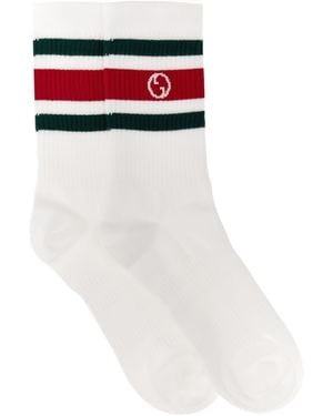 Gucci Nastro Web Logo Socks - White