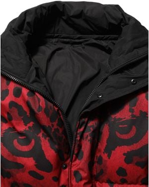 Dolce & Gabbana Reversible Animal Print Puffer Coat Jacket Polyester Clothing - Black