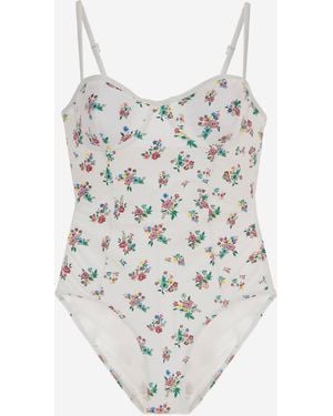 Tory Burch Floral Print One-Piece Swimsuit - White