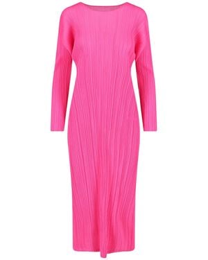 Pleats Please Issey Miyake Pleated Midi Dress - Pink