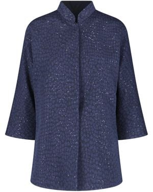 Giorgio Armani Single-Breasted Sequin Mandarin Jacket - Blue
