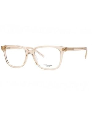 Saint Laurent Eyeglasses Rectangle Full Rim, Transparent Nude Frame And Ar Lens Slm110007 - Metallic
