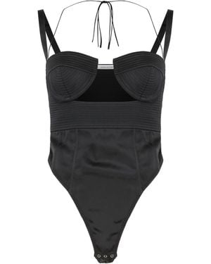Anna October Satin Body With Adjustable Straps Polyester Tops - Black