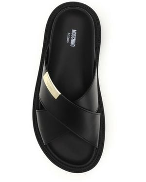 Moschino Leather Sandals Calf - Black