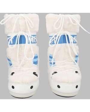 Moon Boot Icon Little Yeti Boots Polyester Polyvinyl Chloride - White