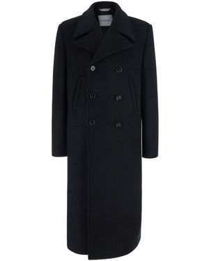 Balenciaga Coat Double-Breasted Cotton - Black