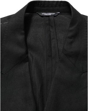 Dolce & Gabbana Linen Slim Fit Formal 2 Piece Suit - Black