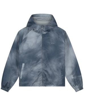 Arte' Cloud-Print Hooded Jacket - Blue