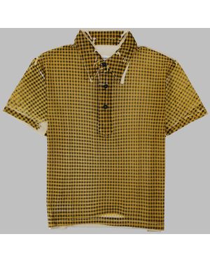 Maison Margiela Chequered Cropped Cupro-Blend Polo Shirt - Green