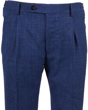 Berwich Retrolong Trousers Virgin Wool Silk Linen - Blue
